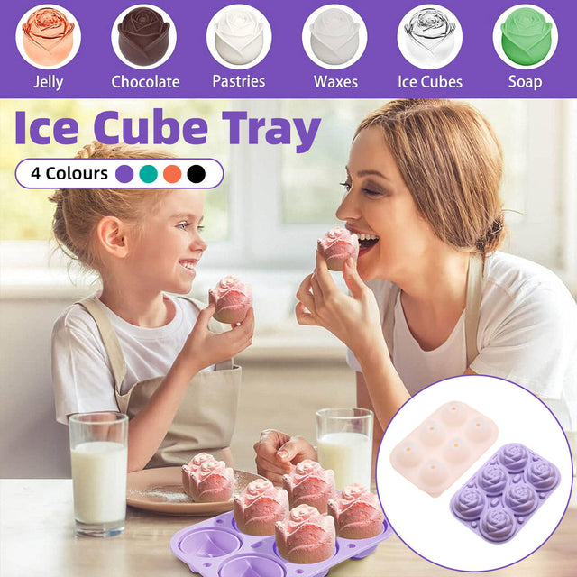 Ice Cube Tray Rose Maker Silicone Mold Whiskey Chocolate Jelly Mould DIY Green