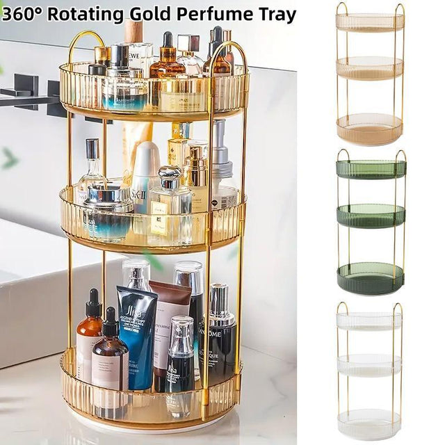 Rotating Cosmetic Organiser Home Storage Shelf Box for Makeup and Beauty Product - White