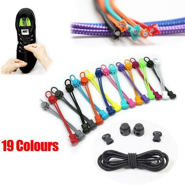 No Tie Elastic Shoelaces with Toggle Locks for Sneakers Running Walking Shoes - Orange