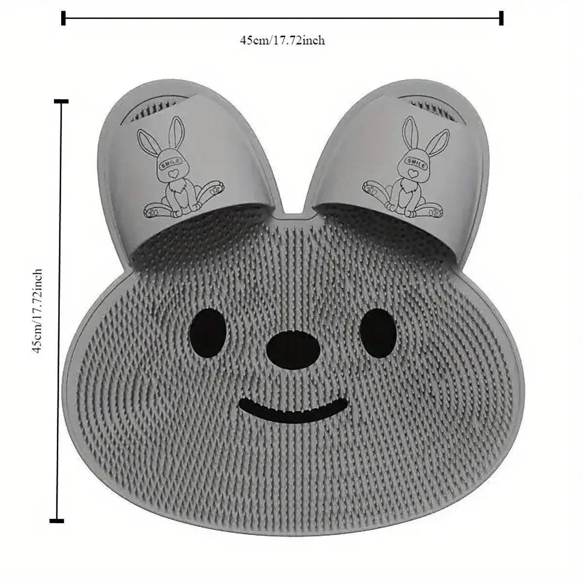 Silicone Foot Scrubber Rabbit Tub Mat Suction Cup Exfoliating Brush Cleaning Mat - Khaki