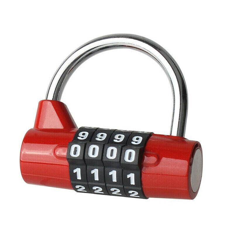 4 Digit Combination Padlock Wide Shackle Password Lock for Locker or Luggage - Silver
