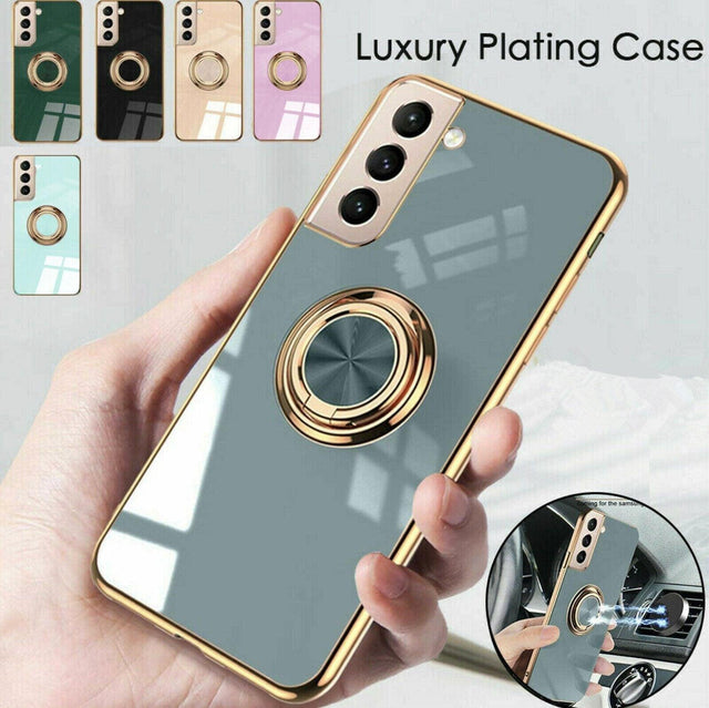 Dark Green Shockproof Ring Holder Case Cover for Samsung S22 Ultra S22 Plus Note 20 - Samsung Galaxy A73