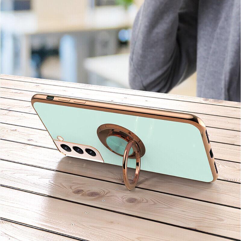 Dark Green Shockproof Ring Holder Case Cover for Samsung S22 Ultra S22 Plus Note 20 - Samsung Galaxy S22Ultra