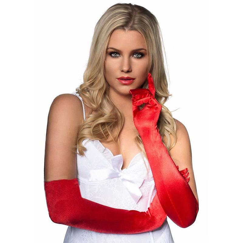 Elegant Long Satin Opera Gloves for Prom Party Wedding Costume or Formal Dress - Pink