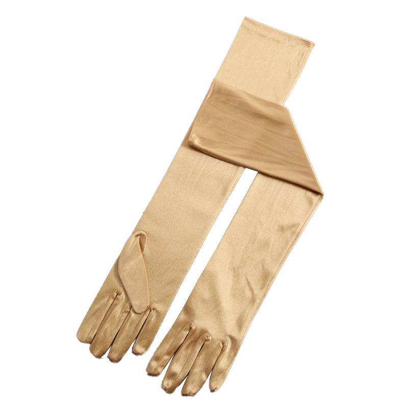 Elegant Long Satin Opera Gloves for Prom Party Wedding Costume or Formal Dress - Pink