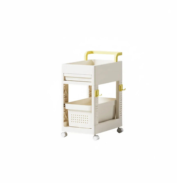 Multi Function Pull Type Storage Cart Rolling Trolley 2/3/4 Tier Space - 2-Layer