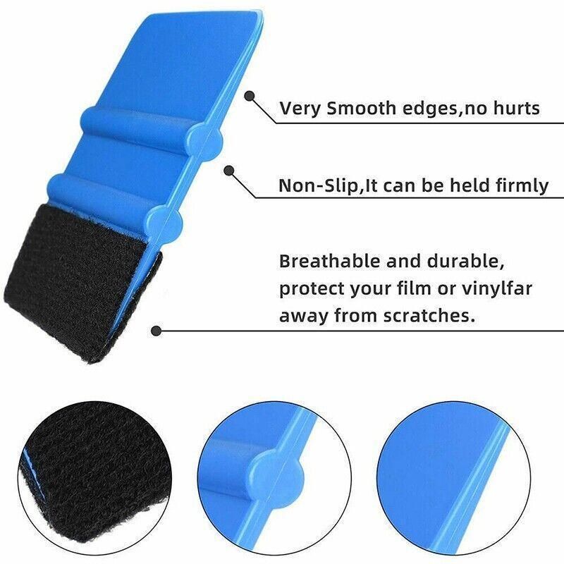 Felt Edge Squeegee For Decals Sticker Vinyl Sheet Car Wrap Applicator Tool Blue