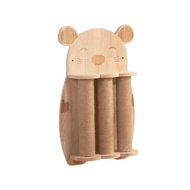 2Style Wood Wall-Mounted Natural Sisal Rope Cat Pet Toy - Mouse-Solid Wood