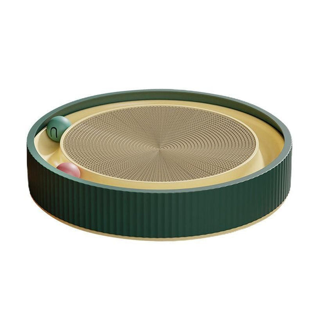 Cat Scratcher Lounge Bed Toy 40cm Round Foldable Cardboard Pad Ball - Green
