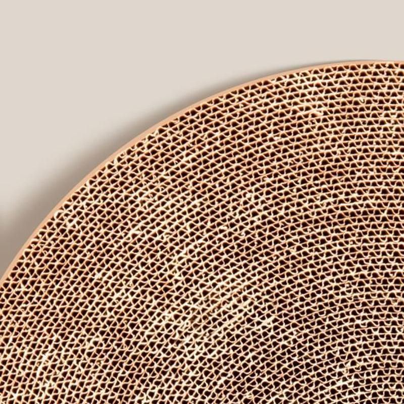 Cat Scratcher Lounge Bed Toy 40cm Round Foldable Cardboard Pad with Ball Track - White
