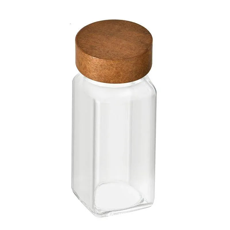 12pcs Square Glass Spice Jars Clear Storage Containers Kitchen Spice Organizing