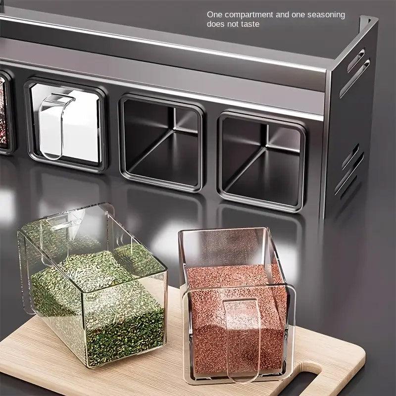 Wall Mounted Kitchen Spice Box Shelf Multifunctional Organiser for Herbs Spices - 3-Grids