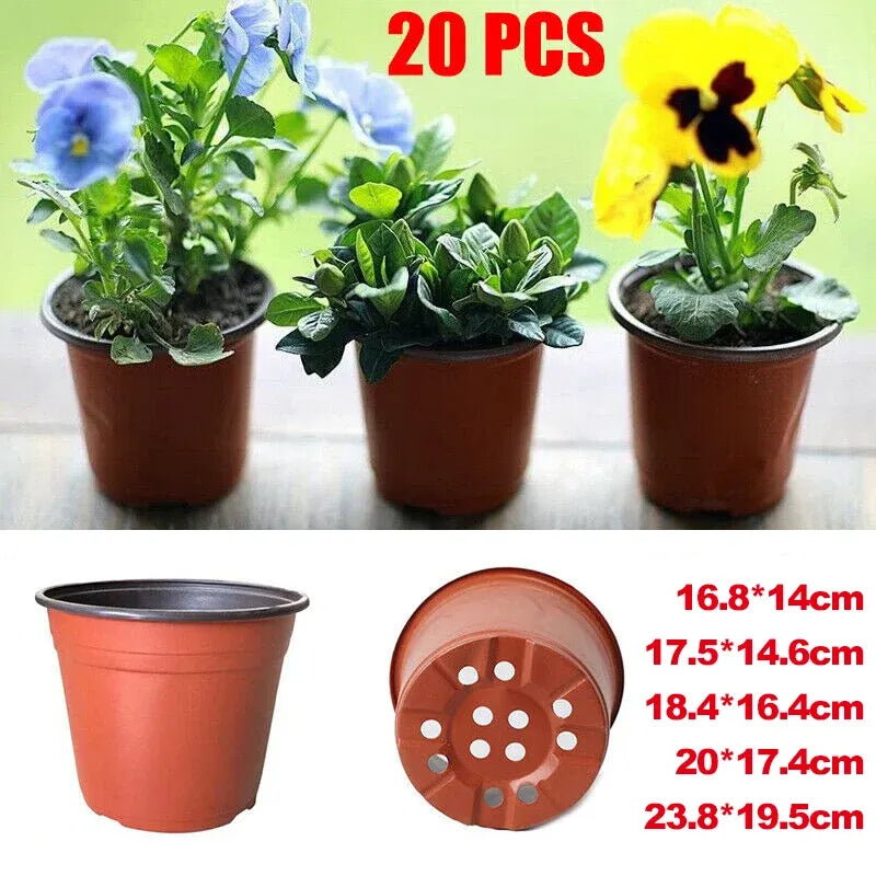 20Pcs Plastic Plant Pots Nursery Garden Seedling Flower Growing Containers - BN210-20x17.3cm