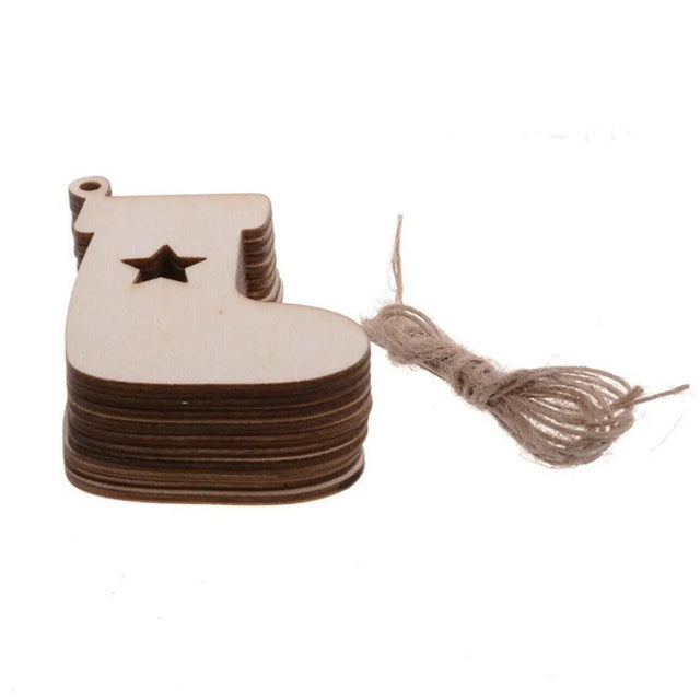 Wooden Christmas Hanging Ornament for Tree DIY 10pcs Stocking