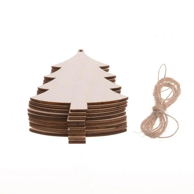 Wooden Christmas Hanging Ornament for Tree DIY 10pcs