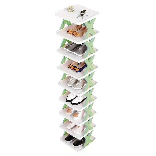 Simple Shoe Rack Space Saving Clip Storage Organizer Cabinet Stand - Green