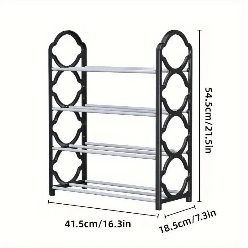 Four Layer Shoe Rack Storage Organizer Multi Tier Shoe Shelf for Entryway Closet - Black