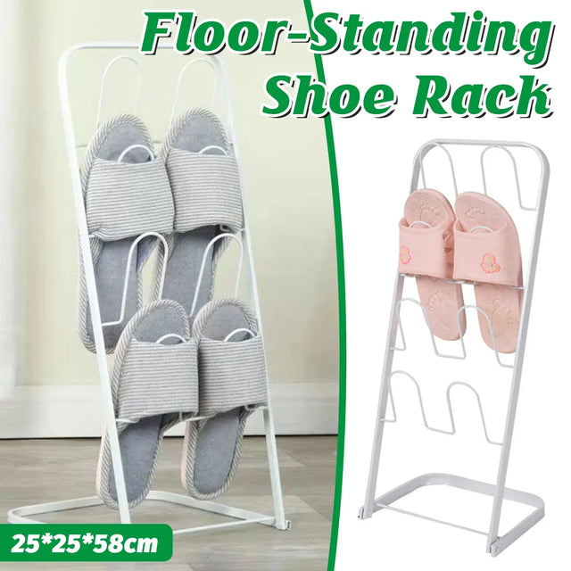 Metal Floor Standing Slipper Rack for Entryway Hallway Bathroom