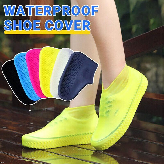 Shoe Cover Waterproof Silicone Non Slip Rain Water Rubber Foot Boot Overshoe L Size - Blue