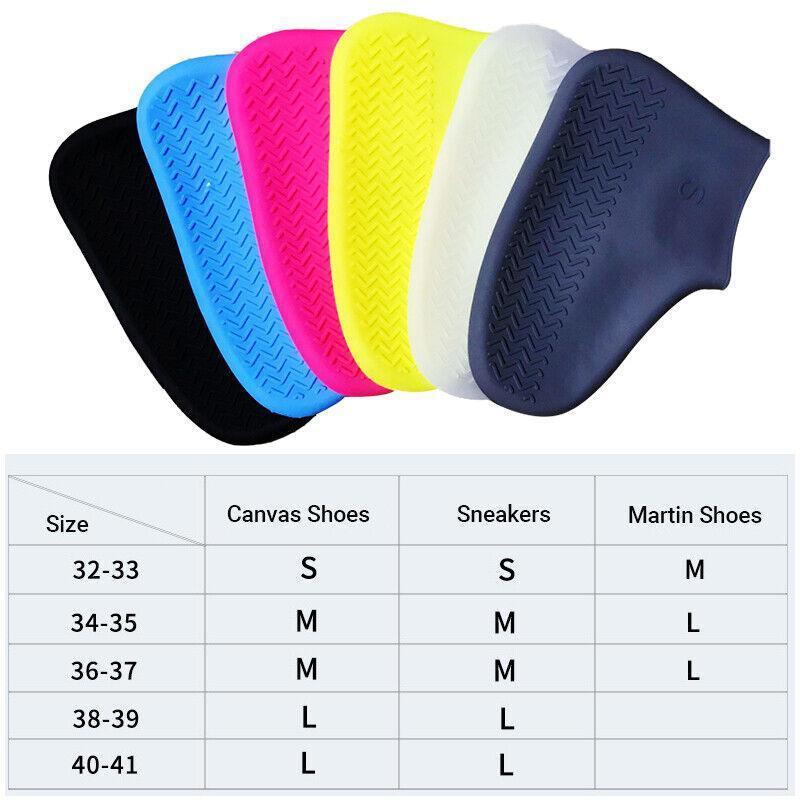 Shoe Cover Waterproof Silicone Non Slip Rain Water Rubber Foot Boot Overshoe L Size - White