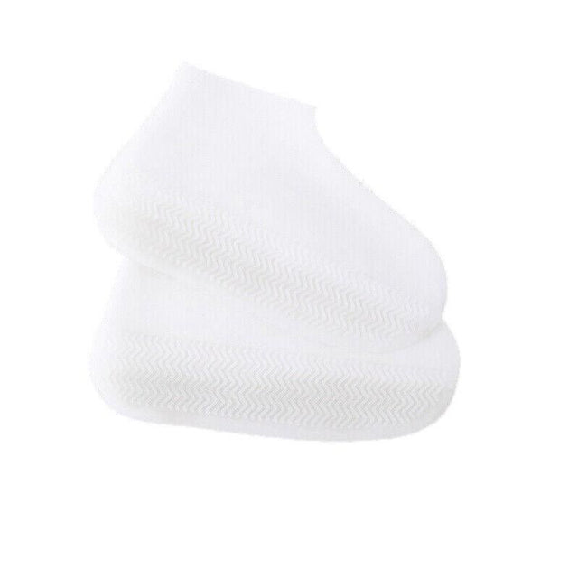 Shoe Cover Waterproof Silicone Non Slip Rain Water Rubber Foot Boot Overshoe M Size - White