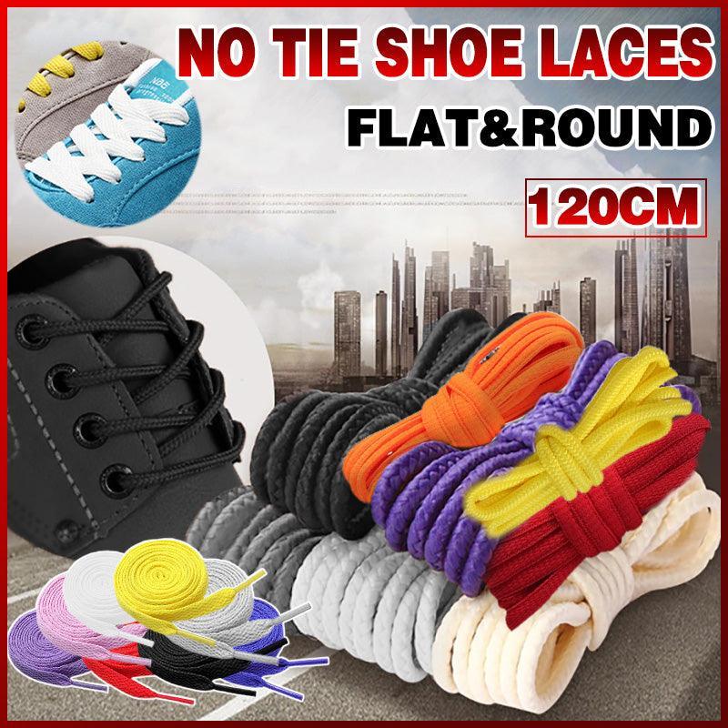 Shoelaces Colorful Coloured Flat Round Oval Bootlace Sneaker Shoe Laces - Round -White