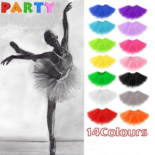 Womens Tulle Tutu Skirt Dressup Party Costume Ballet  Dance Wear - Pink
