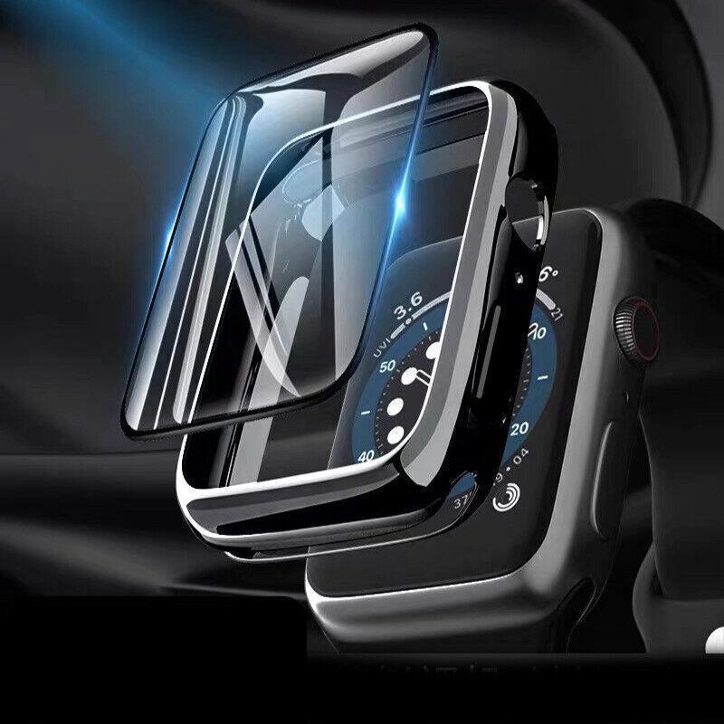 For Apple Watch iWatch Series SE 6 5 4 3 2 1 Case Full Glass Cover 38mm - Black
