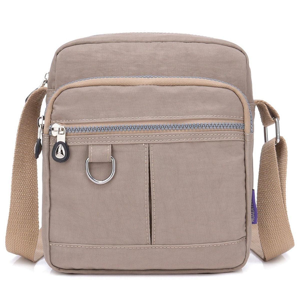 Ladies Shoulder Bag Nylon Fabric Lightweight Crossbody Small Casual Handbag - Apricot