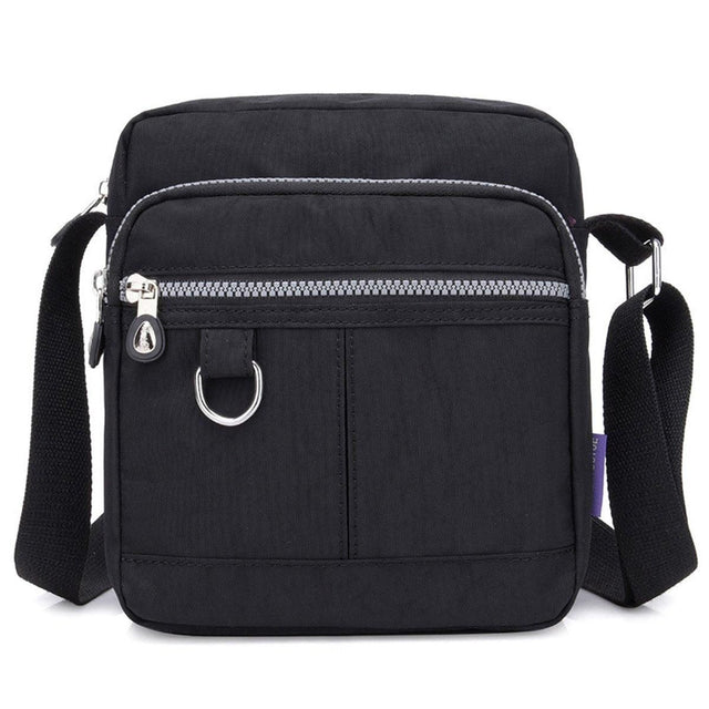 Ladies Shoulder Bag Nylon Fabric Lightweight Crossbody Small Casual Handbag - Black