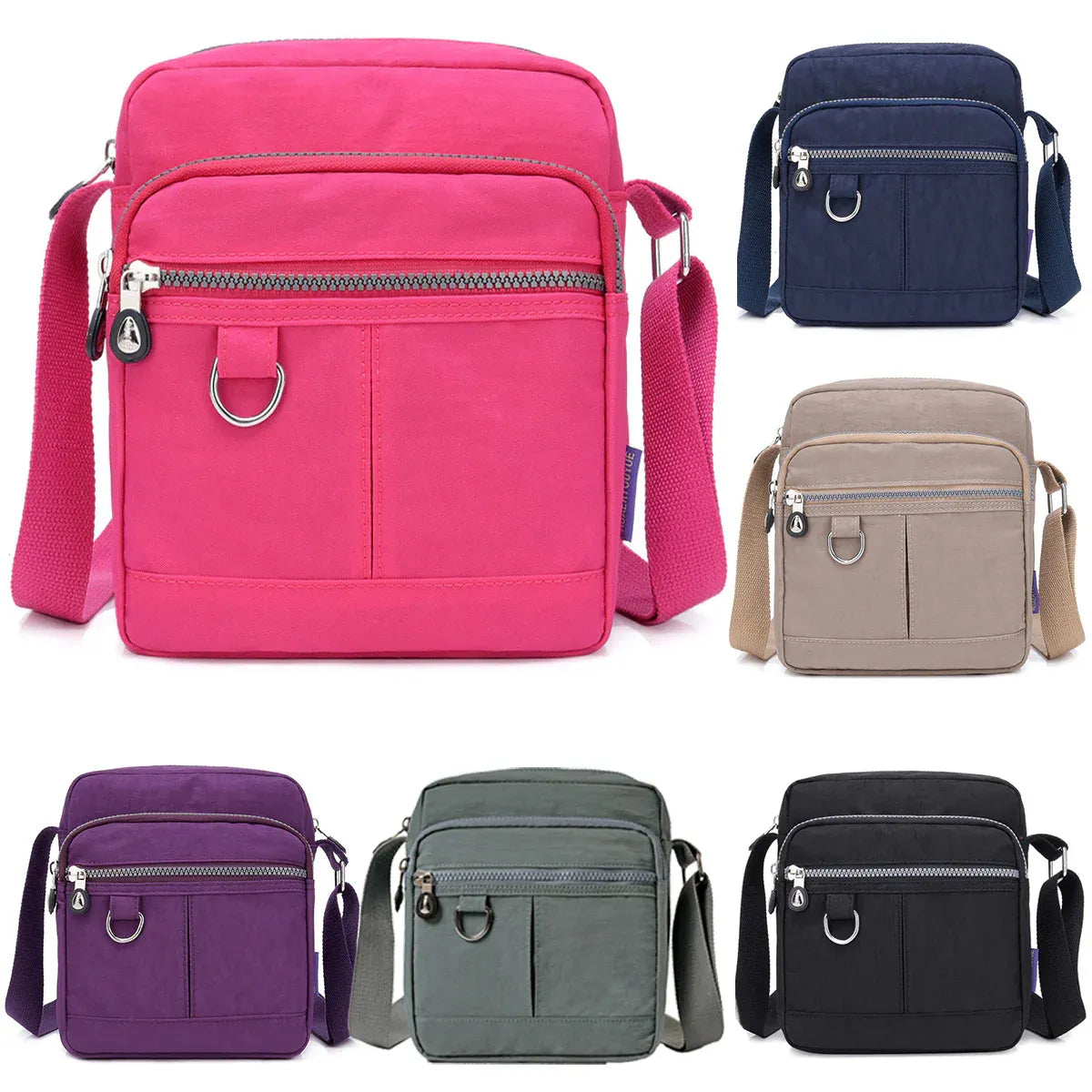 Ladies Shoulder Bag Nylon Fabric Lightweight Crossbody Small Casual Handbag - Dark Blue