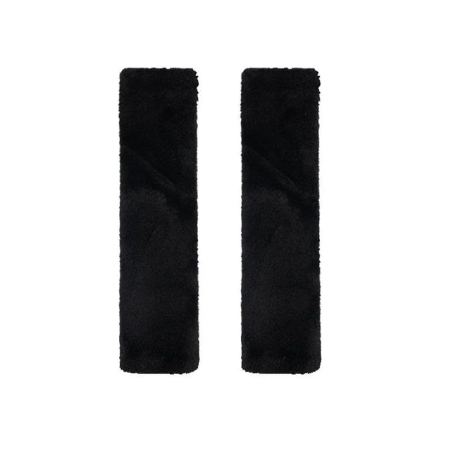 Winter Plush Shoulder Strap Cover Neck Cushion Pad Car Travel 2PCS - Black