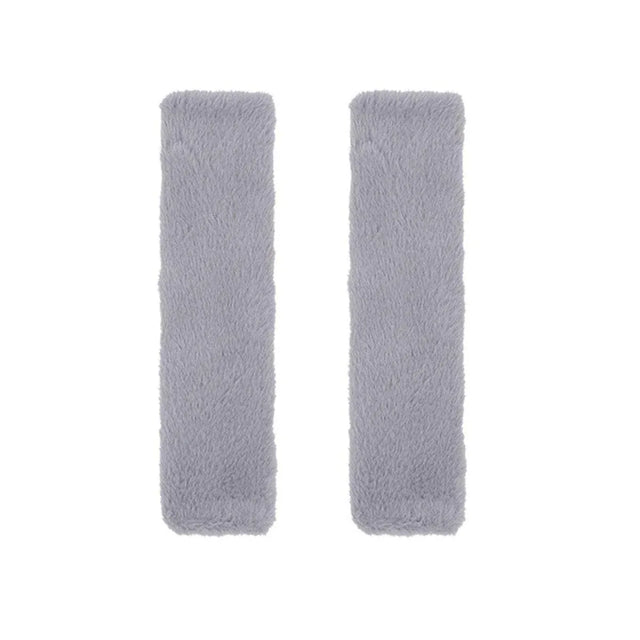 Winter Plush Shoulder Strap Cover Neck Cushion Pad for Comfortable Car Travel 2PCS - Grey