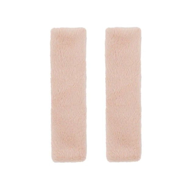 Winter Plush Shoulder Strap Cover Neck Cushion Pad for Comfortable Car Travel 2PCS - Milk Tea