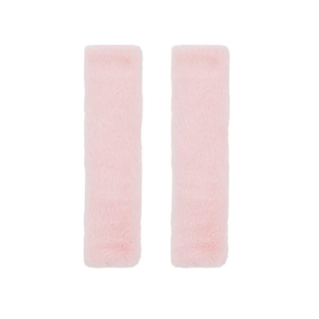 Winter Plush Shoulder Strap Cover Neck Cushion Pad for Comfortable Car Travel 2PCS - Pink