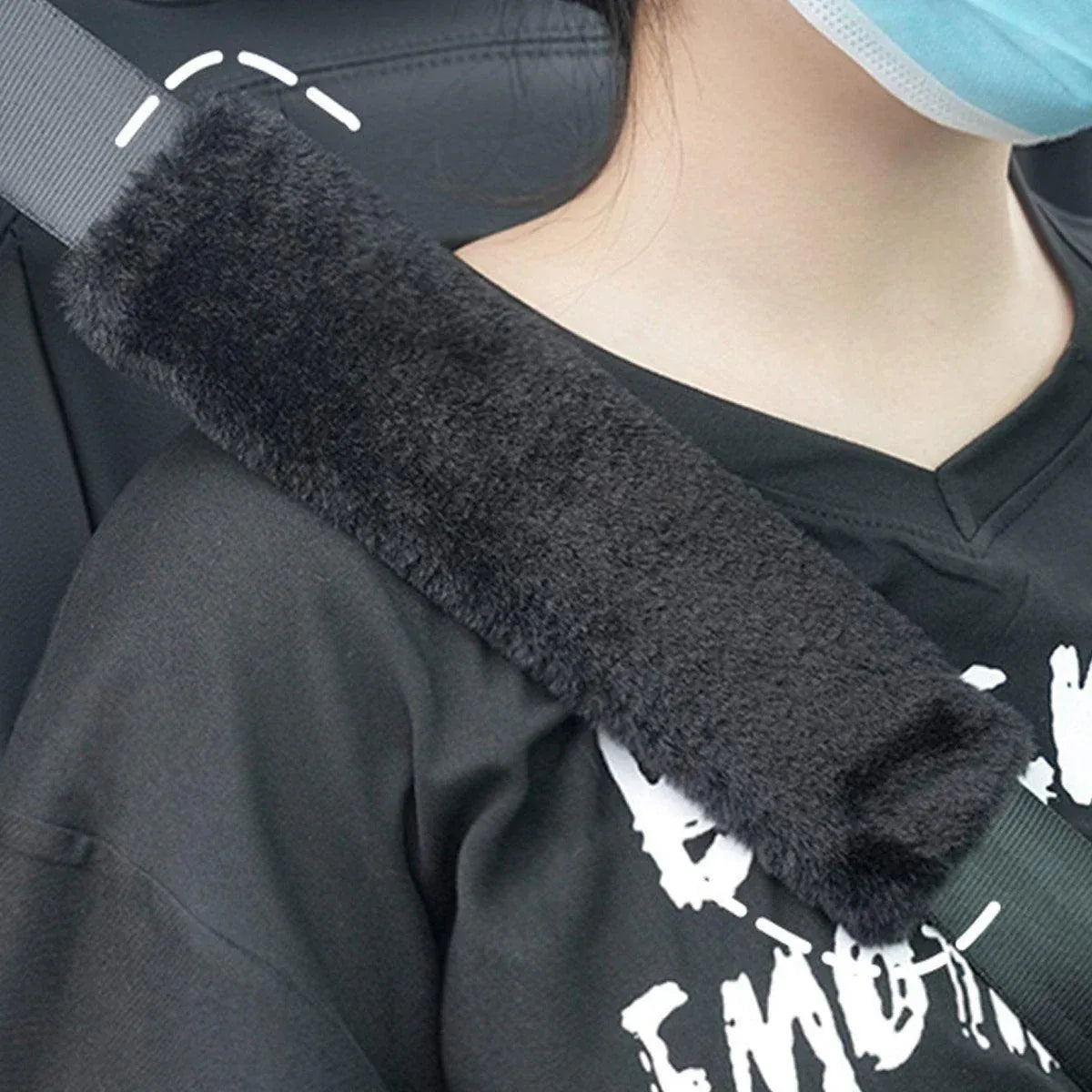 Winter Plush Shoulder Strap Cover Neck Cushion Pad for Comfortable Car Travel 2PCS - Pink