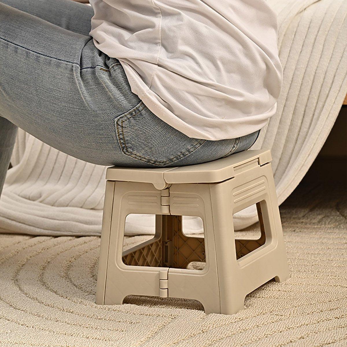 Portable Adjustable Folding Plastic Stool Retractable Outdoor Fishing Chair - Brown
