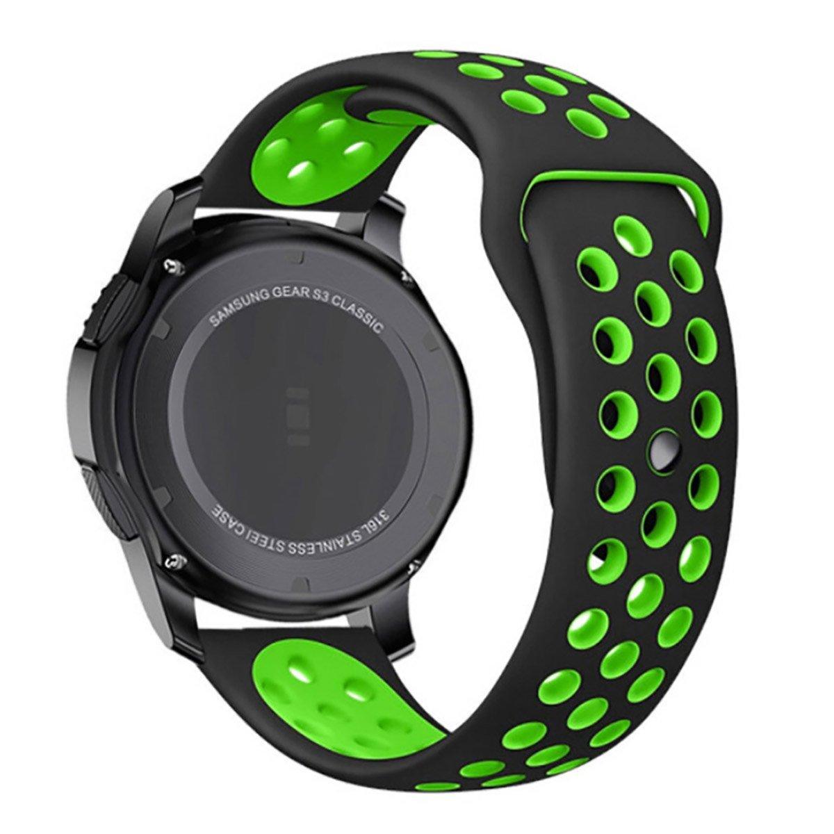 22mm 20mm Silicone Sports Watch Band for Samsung Huawei Huami Two-Tone Strap - 20mm-Black