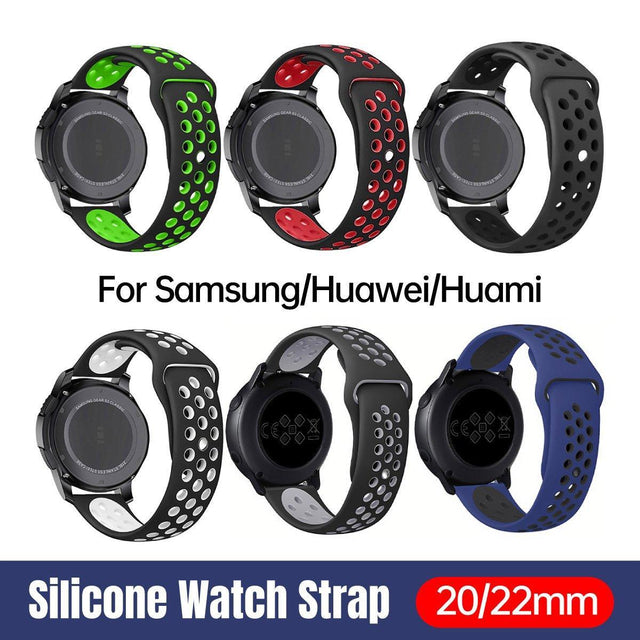 22mm 20mm Silicone Sports Watch Band Samsung Huawei Huami Two Tone 20mm Blue