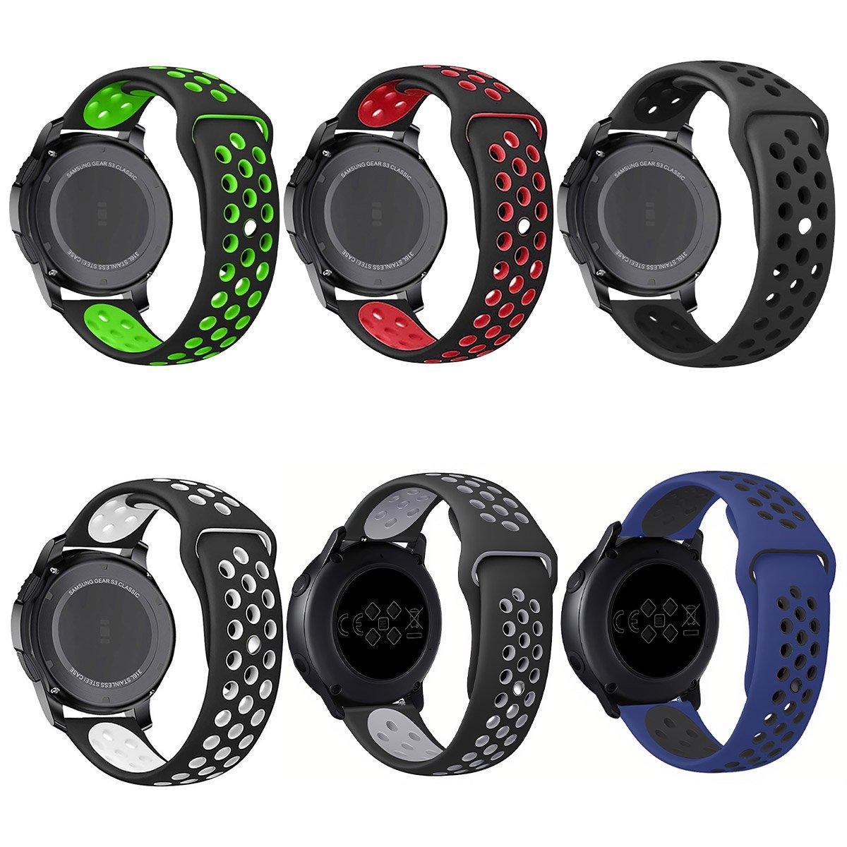 22mm 20mm Silicone Sports Watch Band for Samsung Huawei Huami Two-Tone Strap - 20mm-White
