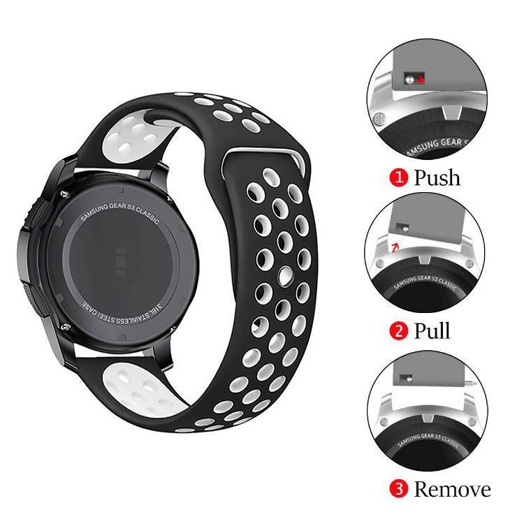 22mm 20mm Silicone Sports Watch Band for Samsung Huawei Huami Two-Tone Strap - 20mm-White