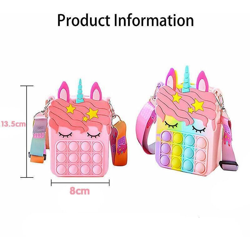 Pop It Shoulder Bag For Girls And Women Unicorn Pop Purse Bags - Rainbow