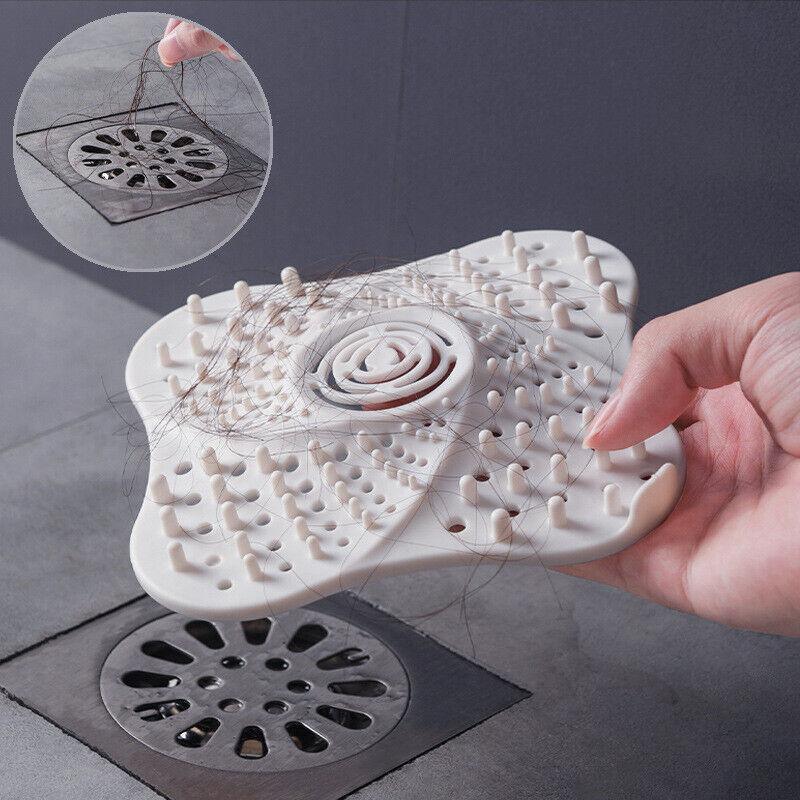 Sink Trap Filter Hair Catcher Shower Bath Cover Basin Stopper Drain Strainer - Black