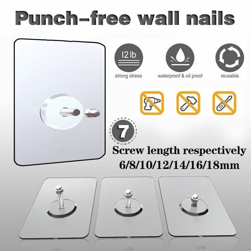 10X Punch-Free Adhesive Wall Hanging Hooks - 16mm