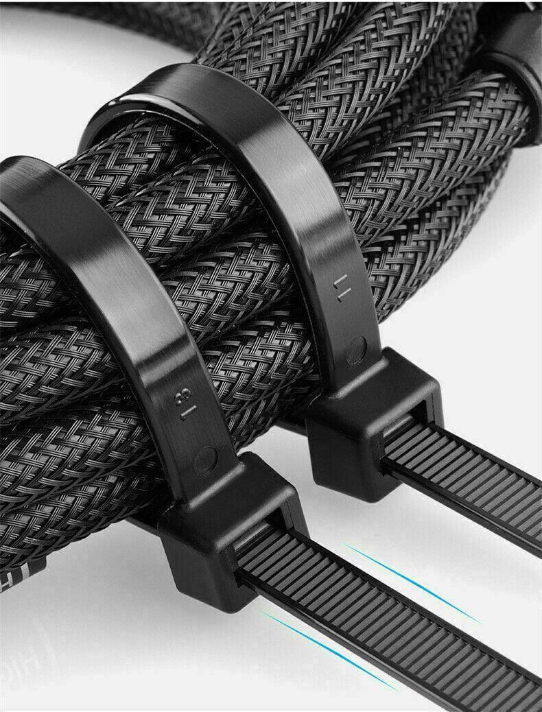 50X Cable Ties Zip Ties Nylon Uv Stabilised Black Cable Tie - 7.2*300mm