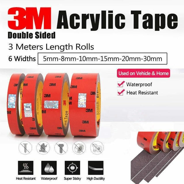 Vehicle 3M Strong Permanent Double Sided Super Sticky Versatile Roll Tape 8mm