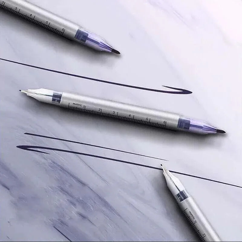 Microblading Tattoo Eyebrow Surgical Skin Marker Pen Ruler Tattoo Piercing 2Pcs