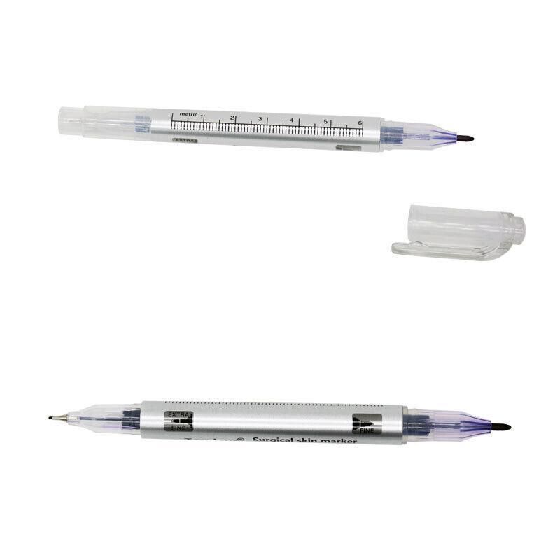 Microblading Tattoo Eyebrow Surgical Skin Marker Pen Ruler Tattoo Piercing 2Pcs