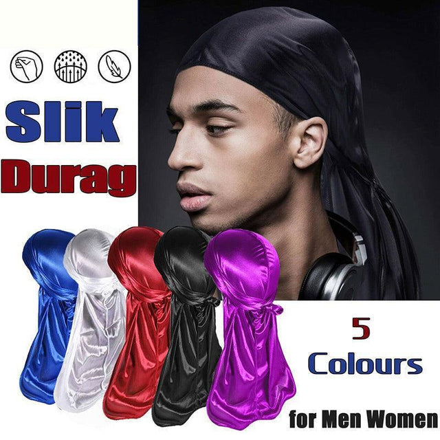 Velvet Durag Silky Hat Premium Designer Doo Rag Wave Silk Headwear Sliver Grey
