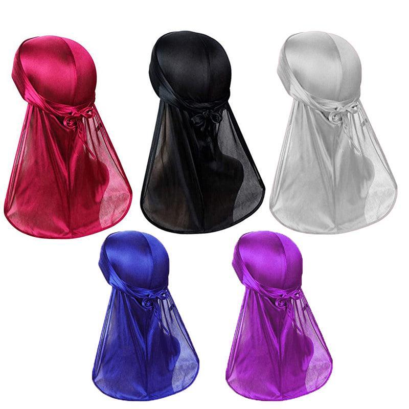 Velvet Durag Silky Hat Cap Men Women Premium Designer Doo Rag Wave Silk Headwear - Sliver grey